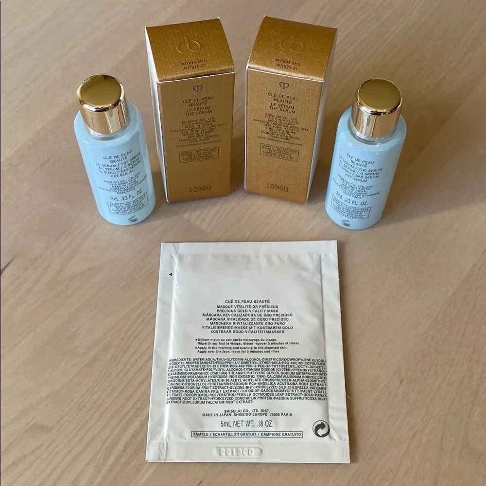 NIP Clé de Peau Cotton, Le Serum, Precious Gold Mask, Cosmetic Bag